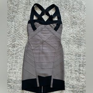 HERVE LEGER DRESS bandage Grey and black used 1 time